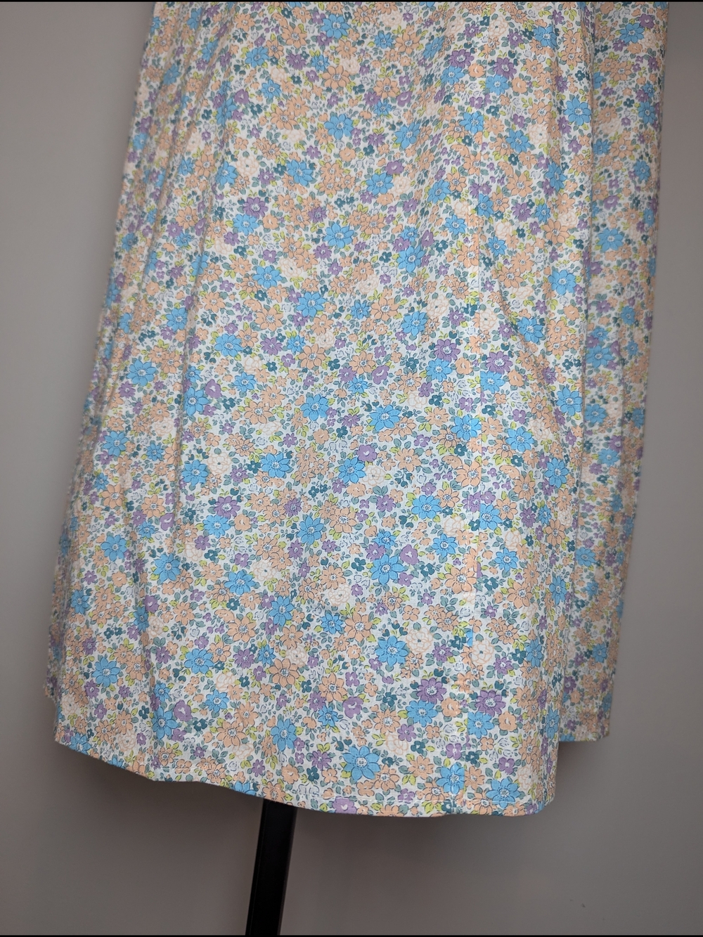 Mable Women's Size S Long Ditsy Floral Puff Sleeve Cotton Dress Whimsical - Picture 5 of 12